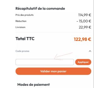 Où mettre le code promo idmarket